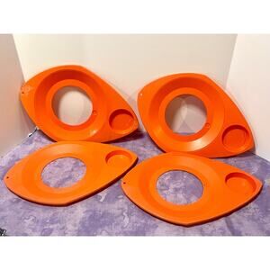 Set of 8 Vintage Retro WILPAK No. 1000 Orange Plastic Plate & Cup Holders